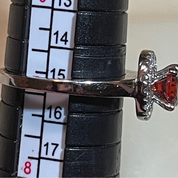 🎈Beautiful 925 Sterling Silver Sun Garnet Round Halo Cut with Shining CZs! - Picture 11 of 13